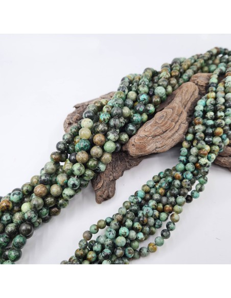 Turquoise Africaine AA, fil de perles rondes en pierre naturelle