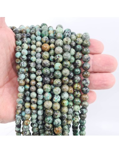 Turquoise Africaine,, fil de perles rondes en...