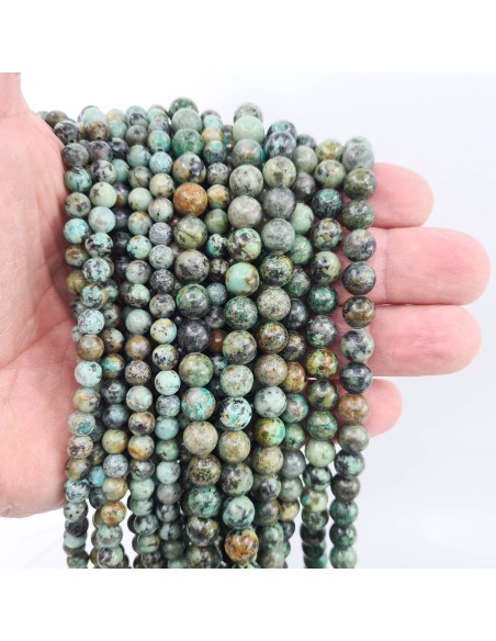 Turquoise Africaine,, fil de perles rondes en pierre naturelle