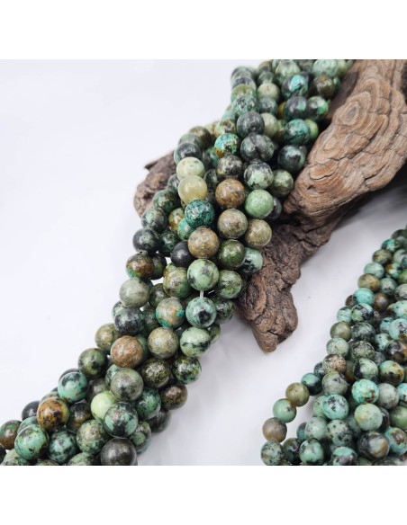 Turquoise Africaine,, fil de perles rondes en pierre naturelle