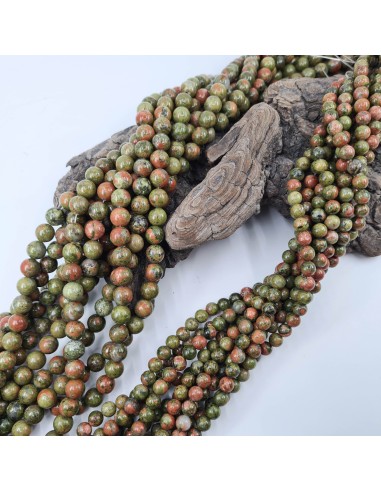 Unakite, fil de perles rondes en pierre...