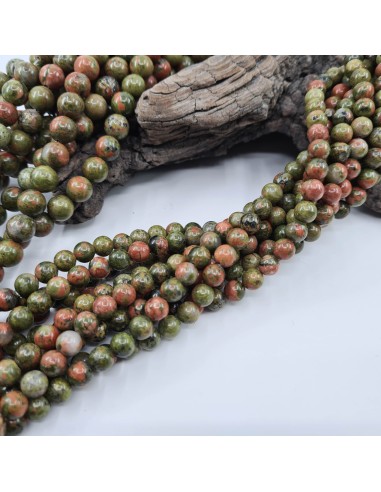 Unakite, fil de perles rondes en pierre...