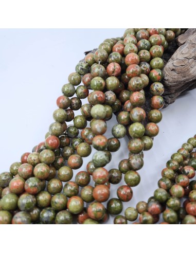 Unakite, fil de perles rondes en pierre...