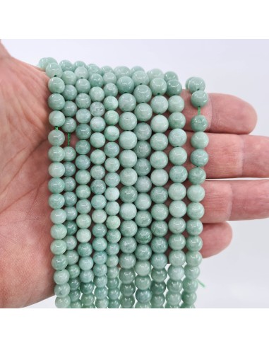 Amazonite unie, fil de perles rondes en pierre...