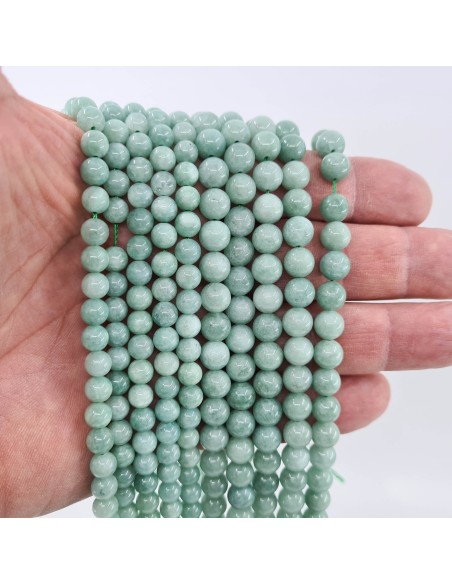 Amazonite unie, fil de perles rondes en pierre naturelle