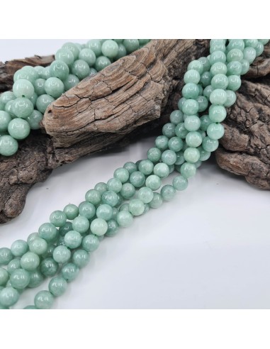 Amazonite unie, fil de perles rondes en pierre...