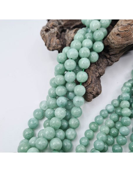 Amazonite unie, fil de perles rondes en pierre naturelle