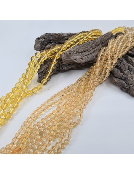 Fil de perles rondes en Citrine