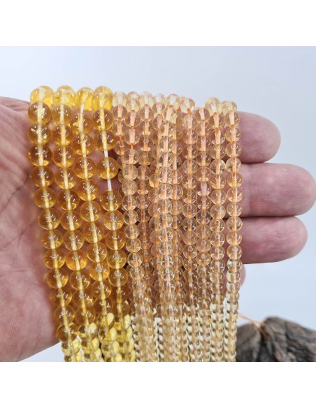 Citrine naturelle, fil de perles rondes en pierre naturelle