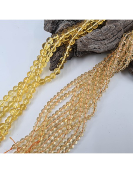 Citrine naturelle, fil de perles rondes en pierre naturelle