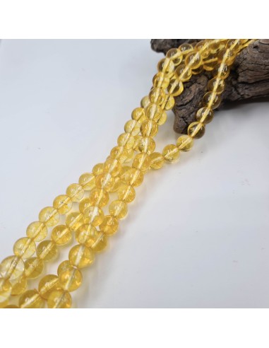 Citrine naturelle, fil de perles rondes en...
