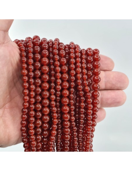 Cornaline Unie, fil de perles rondes en pierre naturelle