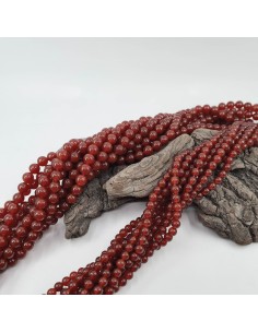 Fil de perles rondes en Cornaline unie