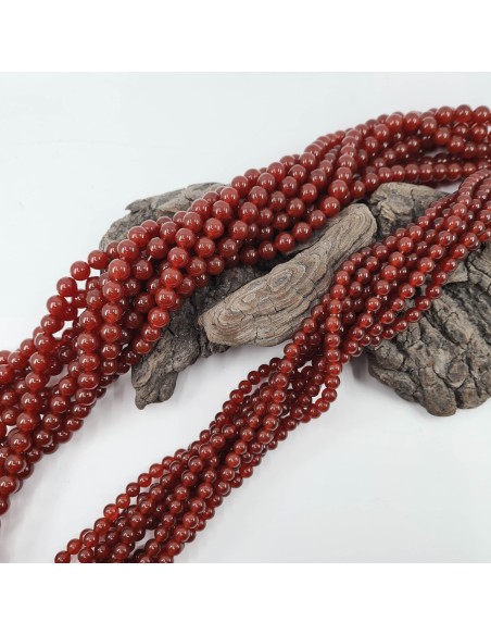 Cornaline Unie, fil de perles rondes en pierre naturelle