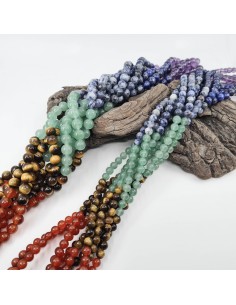 7 Chakras, fil de perles rondes en pierre naturelle 2