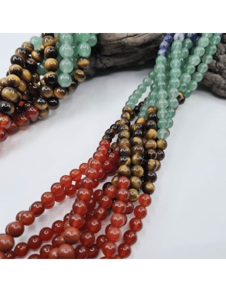 7 Chakras, fil de perles rondes en pierre naturelle