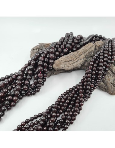Grenat Almandin, fil de perles rondes en pierre naturelle