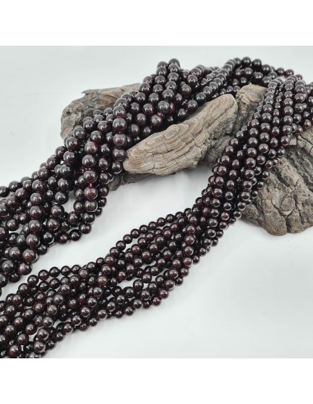 Grenat Almandin, fil de perles rondes en pierre naturelle