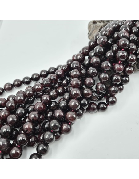Grenat Almandin, fil de perles rondes en pierre naturelle