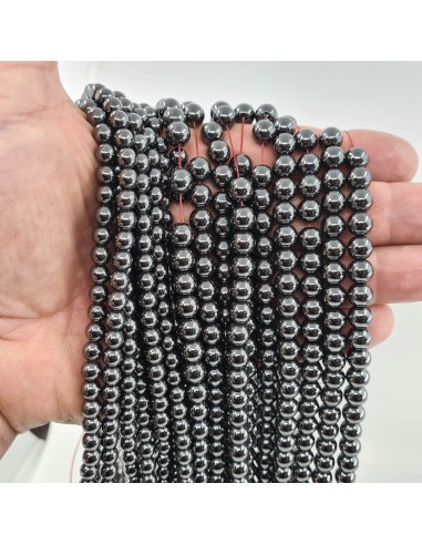 Hématite, fil de perles rondes en pierre naturelle