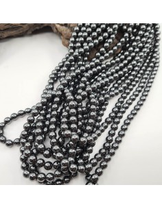 Fil de perles rondes en Hématite 2