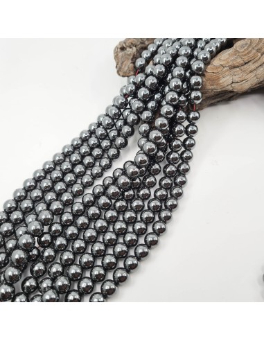 Hématite, fil de perles rondes en pierre naturelle
