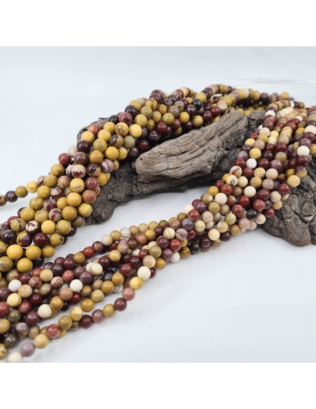 Fil de perles rondes en Jaspe Mokaïte