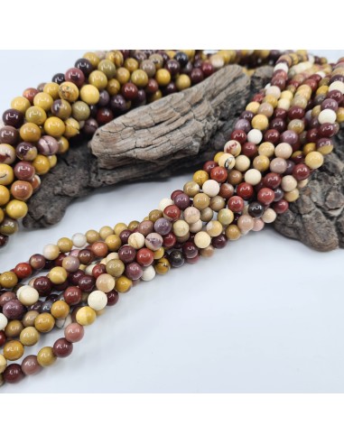 Jaspe Mokaïte, fil de perles rondes en pierre...