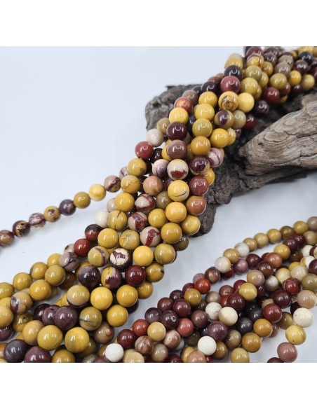 Jaspe Mokaïte, fil de perles rondes en pierre naturelle