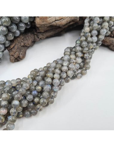 Labradorite A, fil de perles rondes en pierre...