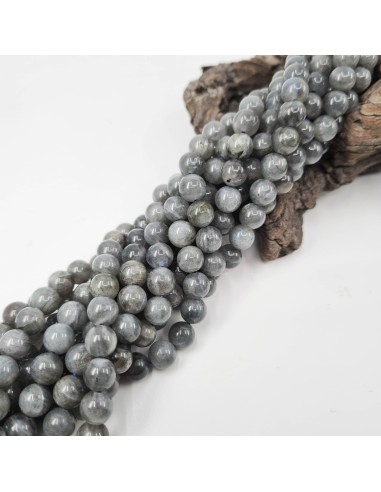 Labradorite A, fil de perles rondes en pierre...