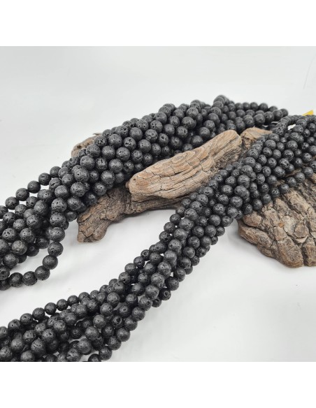 Fil de perles rondes en Lave