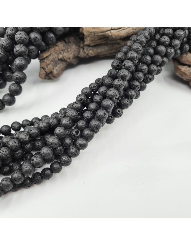 Lave, fil de perles rondes en pierre naturelle