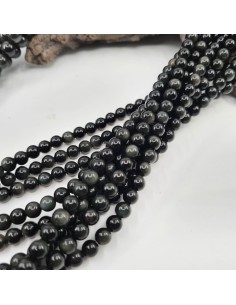 Fil de perles rondes en Obsidienne Œil Céleste 2