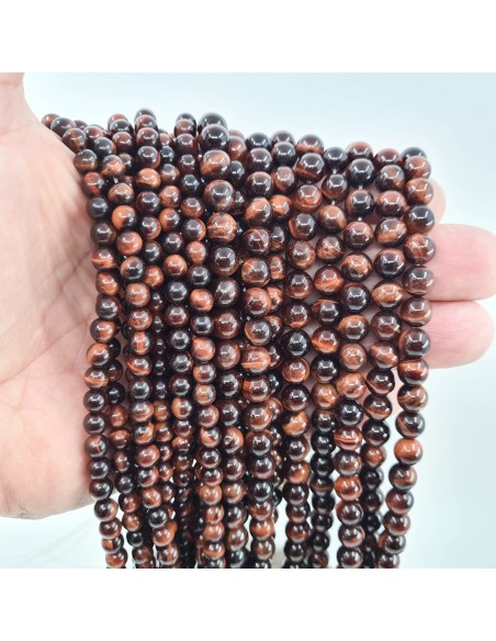 Oeil de Taureau, fil de perles rondes en pierre naturelle