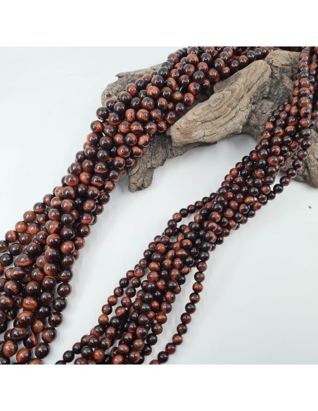 Oeil de Taureau, fil de perles rondes en pierre naturelle