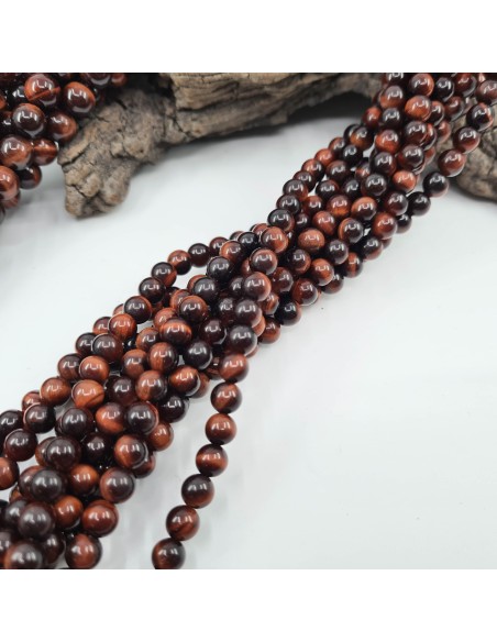 Oeil de Taureau, fil de perles rondes en pierre naturelle