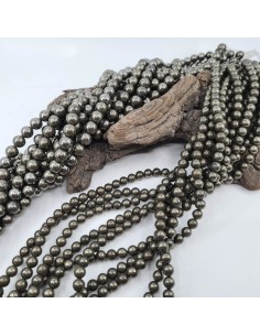 Fil de perles rondes en Pyrite