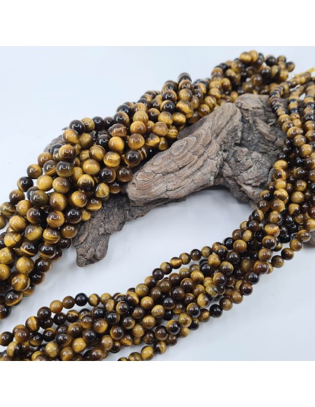 Fil de perles rondes Oeil de Tigre