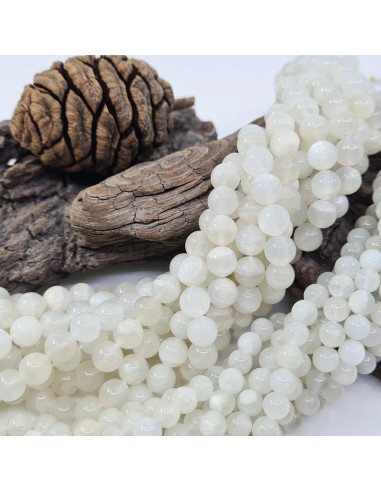 Pierre de Lune, fil de perles rondes en pierre...