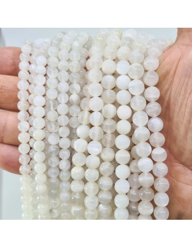 Pierre de Lune, fil de perles rondes en pierre...