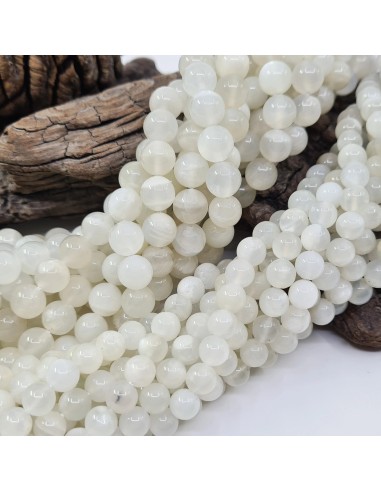 Pierre de Lune, fil de perles rondes en pierre...