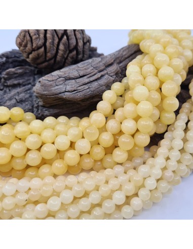 Calcite Jaune naturelle, fil de perles rondes...