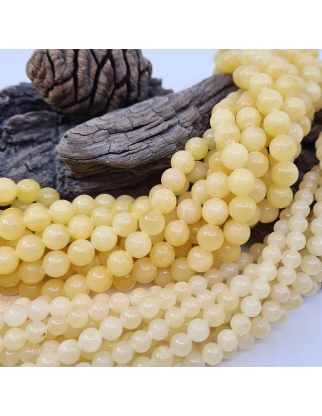 Calcite Jaune naturelle, fil de perles rondes en pierre naturelle