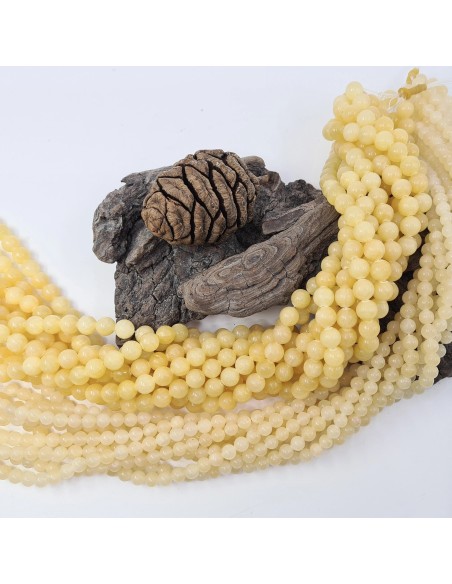 Calcite Jaune naturelle, fil de perles rondes en pierre naturelle