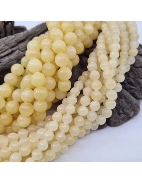 Calcite Jaune naturelle, fil de perles rondes en pierre naturelle