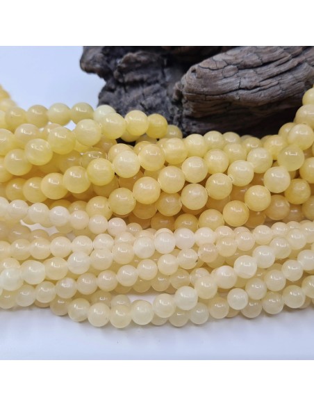 Calcite Jaune naturelle, fil de perles rondes en pierre naturelle